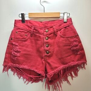 Dada High Waisted Jeans Short In Red/Pink Color - 27" Waist